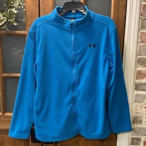 Under Armour Fleece Jacket Youth Kids XL Blue Full Zip Boys Girls Sporty Warm